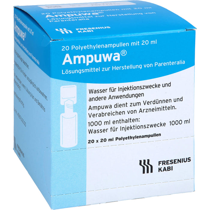 Ampuwa, Lösungsmittel zur Herstellung von Parenteralia Polyethylenampullen, 20 ml, 400 ml Solution