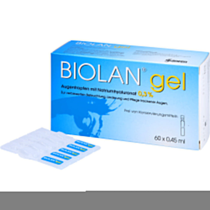 Biolan Gel Augentropfen mit Natriumhyaluronat für beanspruchte und strapazierte Augen, 60 pc Solution