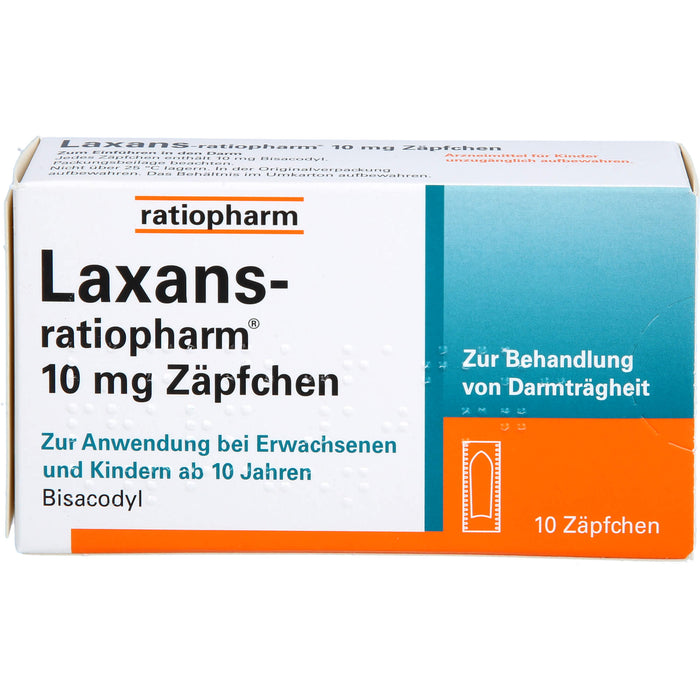 Laxans-ratiopharm Zäpfchen bei Darmträgheit, 10 St. Zäpfchen