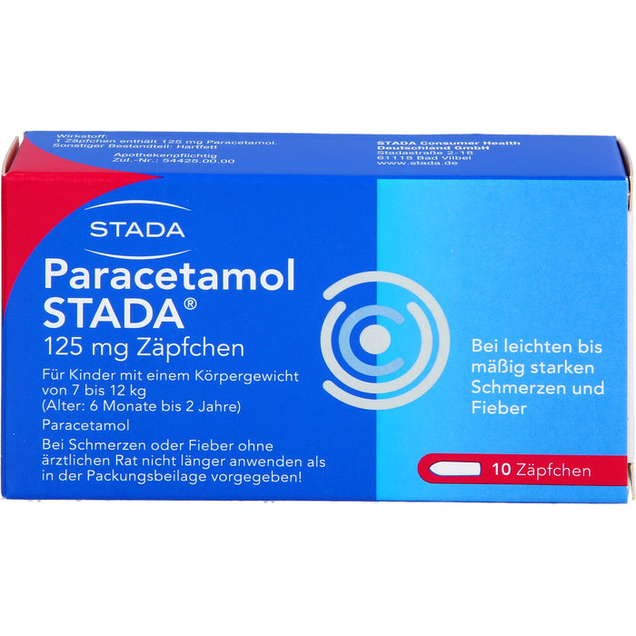 Paracetamol STADA 125 mg Zäpfchen, 10 St. Zäpfchen