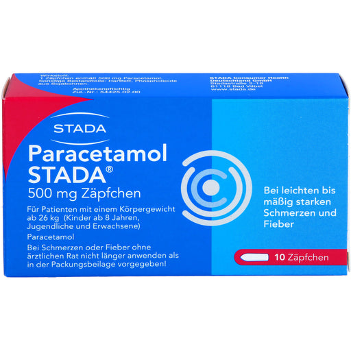 Paracetamol STADA 500 mg Zäpfchen bei Schmerzen und Fieber, 10 St. Zäpfchen