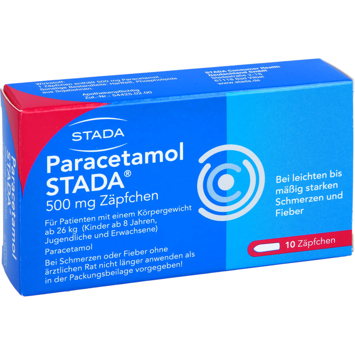 Paracetamol STADA 500 mg Zäpfchen bei Schmerzen und Fieber, 10 pcs. Suppositories