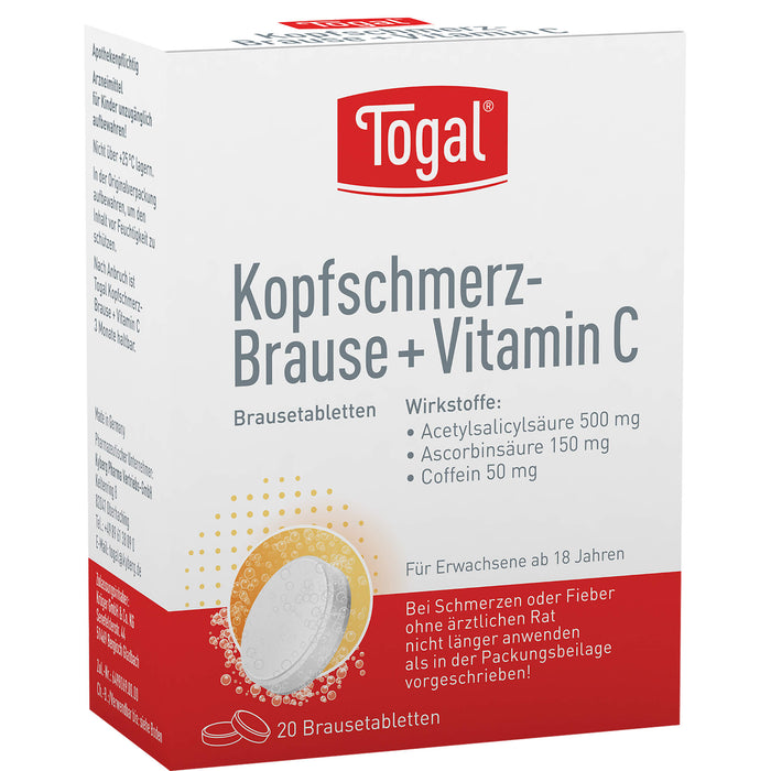 Togal Kopfschmerz-Brause + Vitamin C Brausetabletten, 20 pcs. Tablets