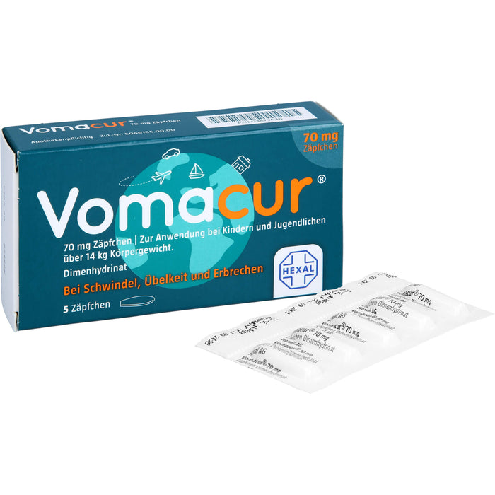 Vomacur 70 mg Zäpfchen, 5 pcs. Suppositories