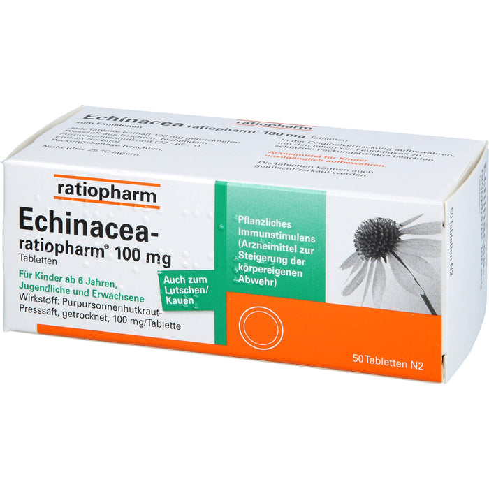 Echinacea-ratiopharm 100 mg Tabletten zur Steigerung der körpereigenen Abwehr, 50 pc Tablettes