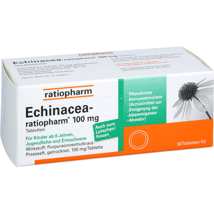 Echinacea-ratiopharm 100 mg Tabletten zur Steigerung der körpereigenen Abwehr, 50 pc Tablettes