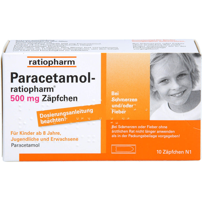 Paracetamol-ratiopharm 500 mg Zäpfchen bei Fieber und Schmerzen, 10 pc Suppositoires