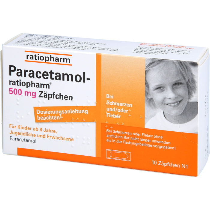 Paracetamol-ratiopharm 500 mg Zäpfchen bei Fieber und Schmerzen, 10 pc Suppositoires