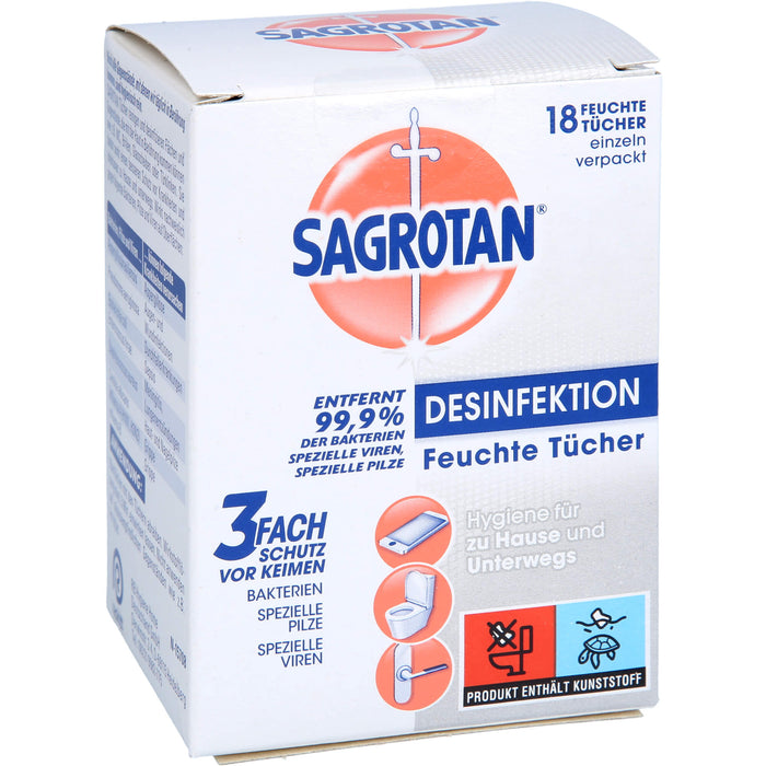 SAGROTAN desinfizierende Feuchttücher, 18 pc Tissus