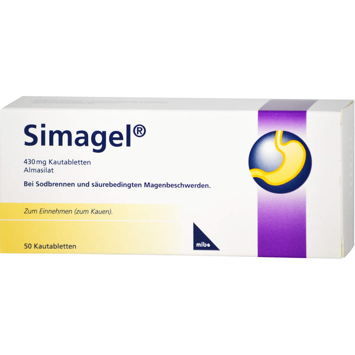Simagel 430 mg Kautabletten bei Sodbrennen und säurebedingten Magenbeschwerden, 50 St. Tabletten