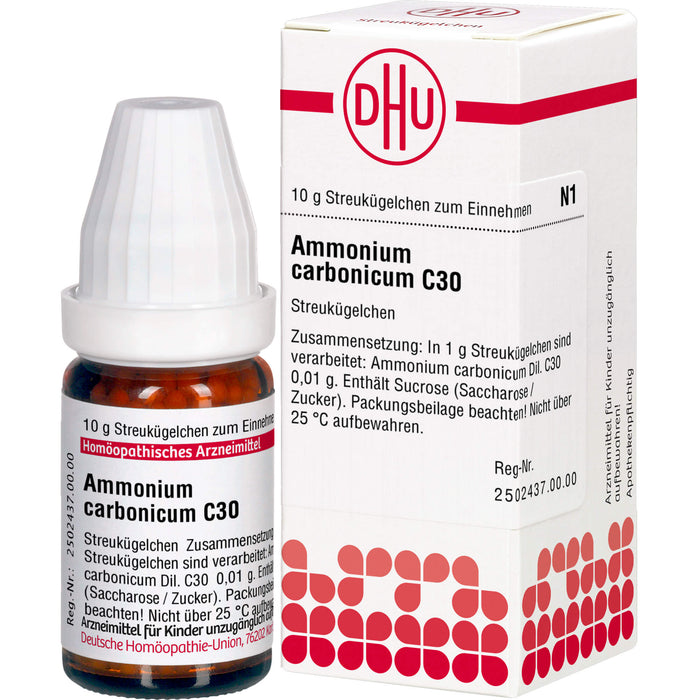 Ammonium carbonicum C30 DHU Globuli, 10 g Globules