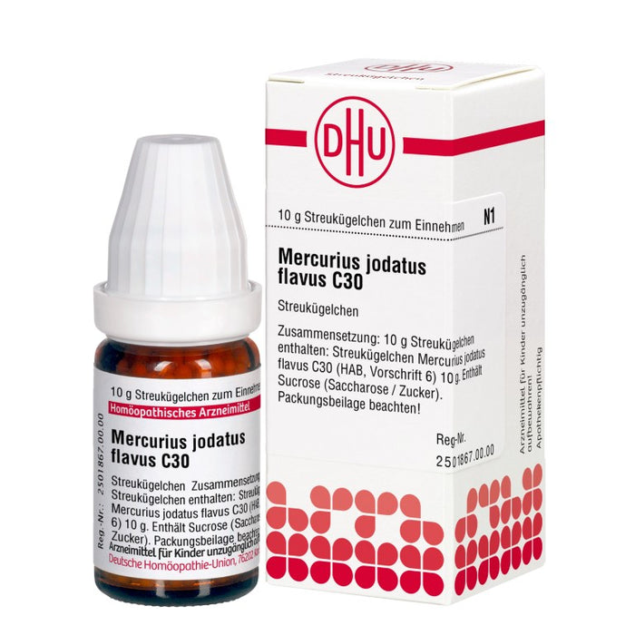 Mercurius jodatus flavus C30 DHU Globuli, 10 g Globules