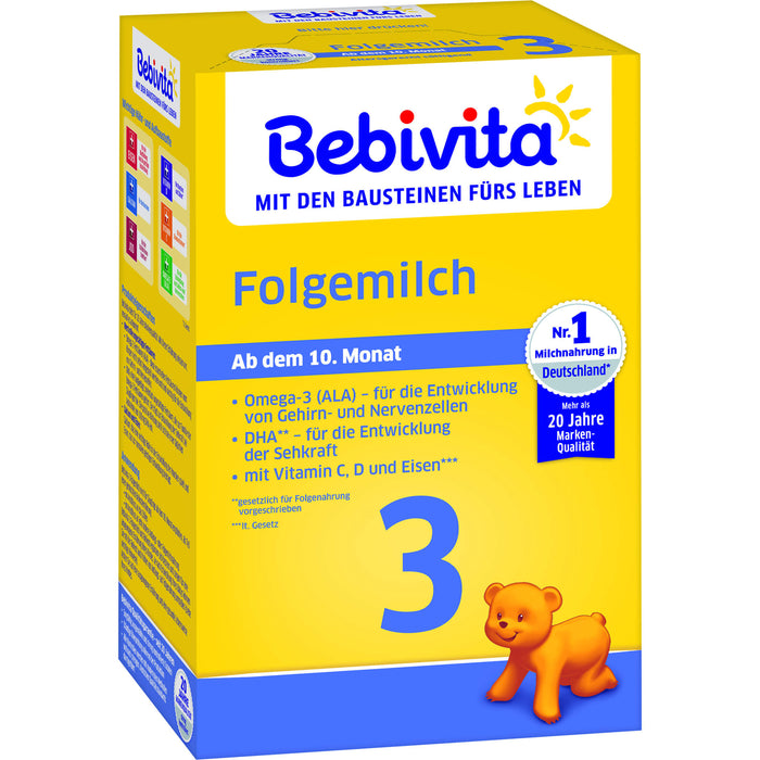 Bebivita 3 Folgemilch ab dem 10.Monat, 500 g Pulver