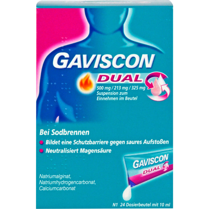 GAVSICON Dual Suspension bei Sodbrennen, 24 pc Sachets