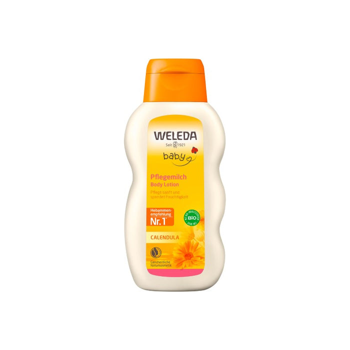 WELEDA Baby Calendula-Pflegemilch pflegt sanft und spendet Feuchtigkeit, 200 ml Creme