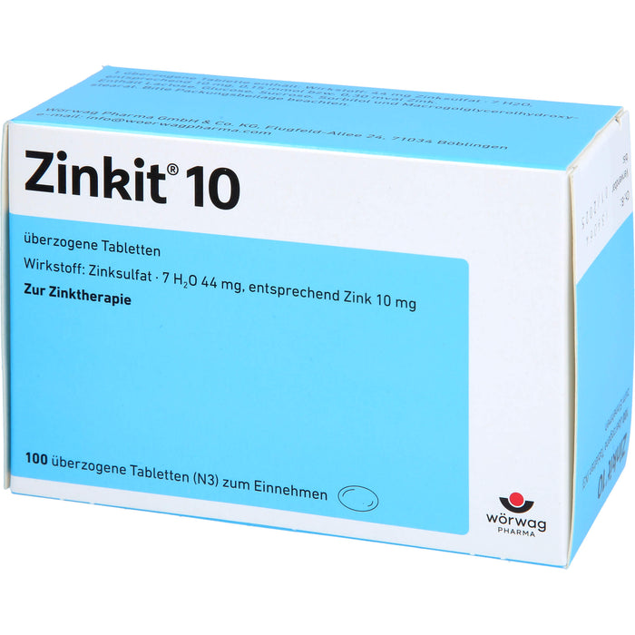 Wörwag Zinkit 10 Tabletten zur Zinktherapie, 100 pc Tablettes