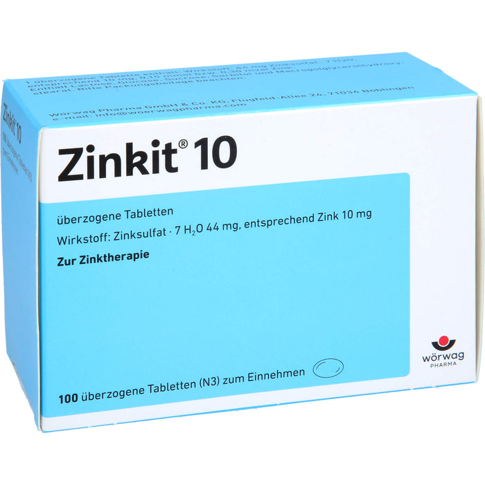 Wörwag Zinkit 10 Tabletten zur Zinktherapie, 100 pc Tablettes
