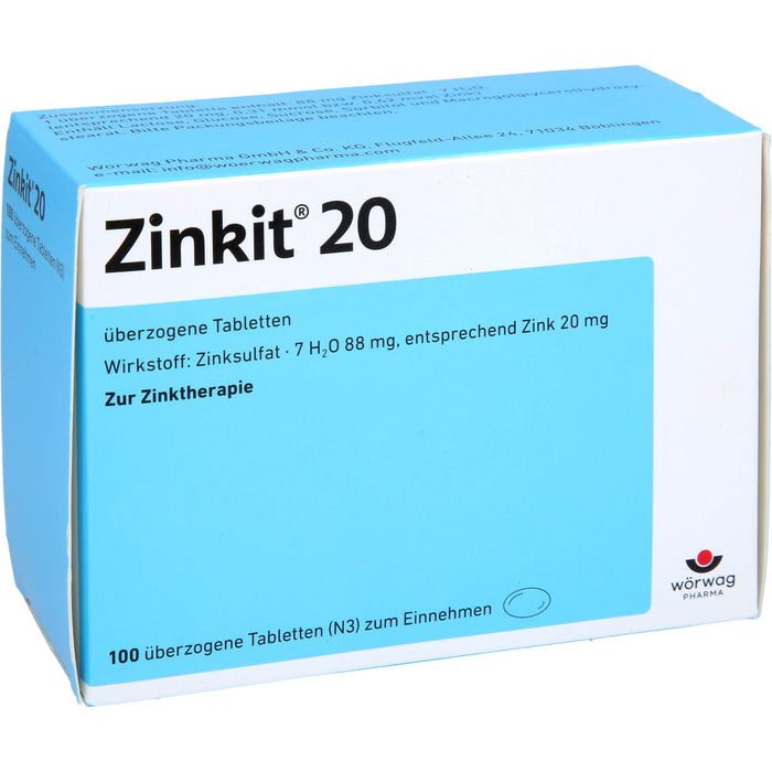 Wörwag Zinkit 20 Tabletten zur Zinktherapie, 100 pc Tablettes
