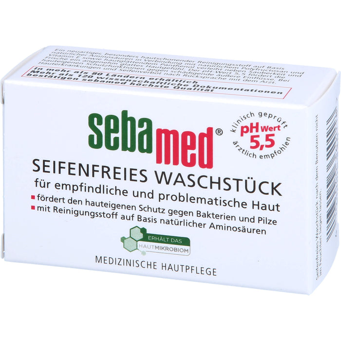 Sebamed seifenfreies Waschstück mit Vitamin E für empfindliche Haut für eine sanfte porentiefe Reinigung, 50 g soins du corps