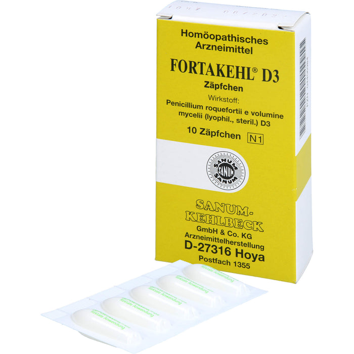 SANUM-KEHLBECK Fortakehl D3 Zäpfchen, 10 St. Zäpfchen