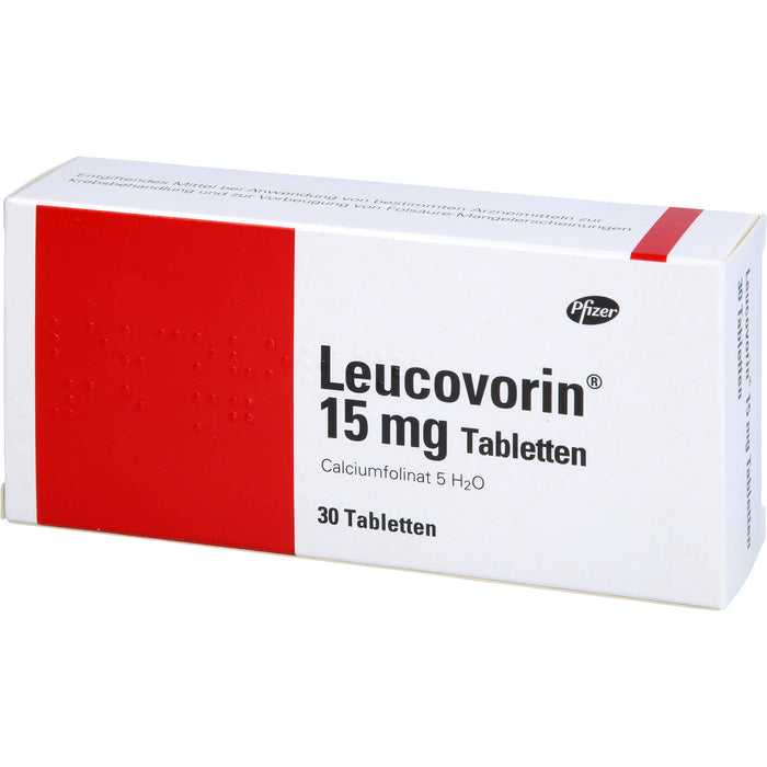 Leucovorin 15 mg Tabletten zur Vorbeugung von Vergiftungserscheinungen und bei Folsäuremangel, 30 pc Tablettes