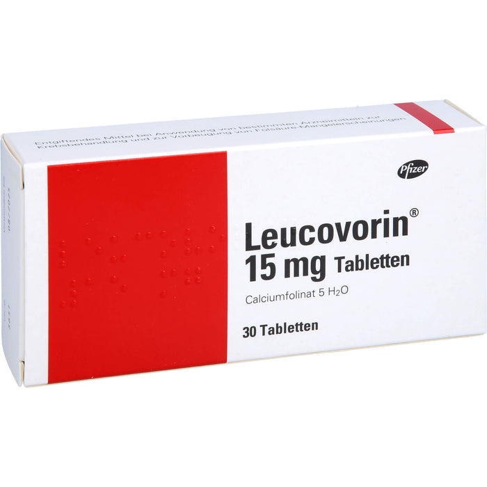 Leucovorin 15 mg Tabletten zur Vorbeugung von Vergiftungserscheinungen und bei Folsäuremangel, 30 pc Tablettes