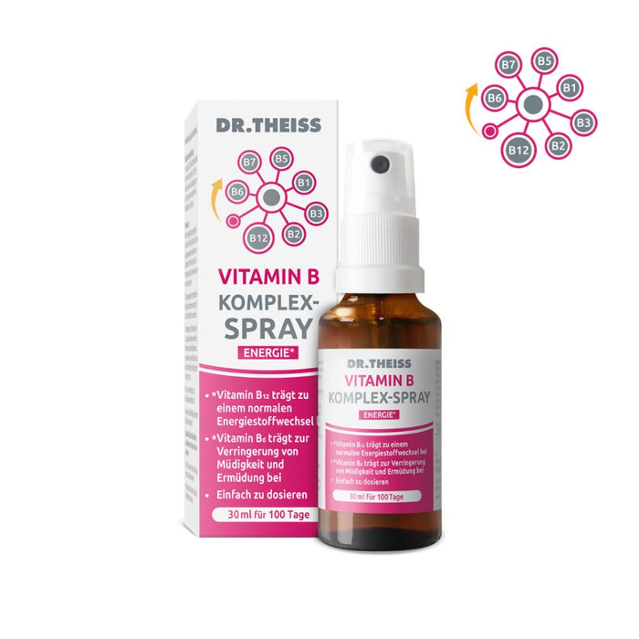 Dr. Theiss Vitamin B Komplex-Spray für eine normale Funktion des Nervensystems und zur Verringerung von Müdigkeit, 30 ml Lösung