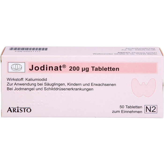 Jodinat 200 µg Tabletten bei Jodmangel und Schilddrüsenerkrankungen, 50 St. Tabletten