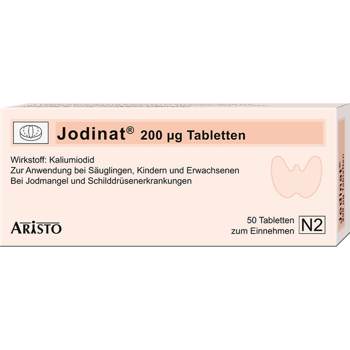 Jodinat 200 µg Tabletten bei Jodmangel und Schilddrüsenerkrankungen, 50 pcs. Tablets