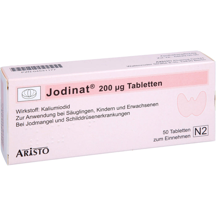 Jodinat 200 µg Tabletten bei Jodmangel und Schilddrüsenerkrankungen, 50 pcs. Tablets