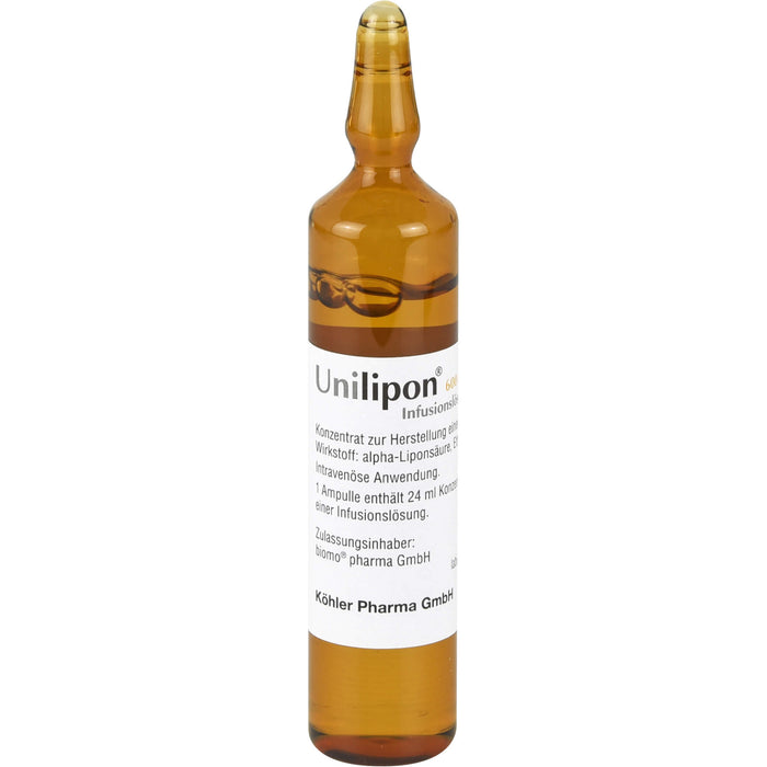 Unilipon 600 mg Infusionslösungskonzentrat bei Missempfindungen bei diabetischer Polyneuropathie, 10 St. Ampullen