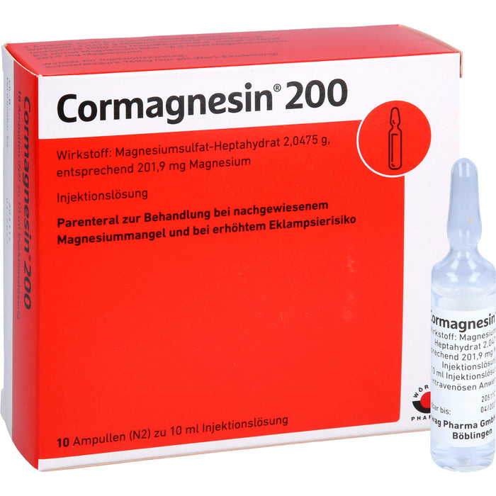 Wörwag Cormagnesin 200 Injektionslösung zur Therapie eines Magnesiummangels, 10 pcs. Ampoules