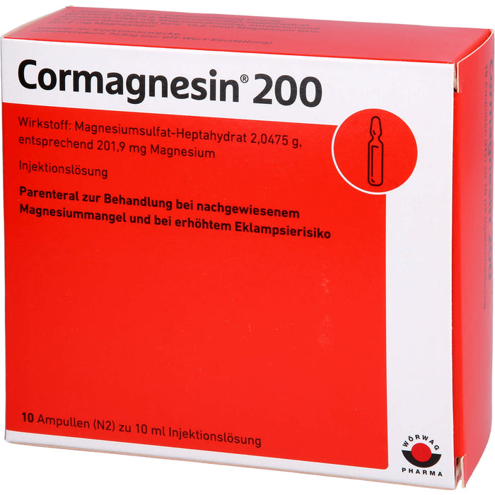 Wörwag Cormagnesin 200 Injektionslösung zur Therapie eines Magnesiummangels, 10 pcs. Ampoules
