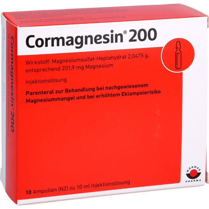 Wörwag Cormagnesin 200 Injektionslösung zur Therapie eines Magnesiummangels, 10 pcs. Ampoules