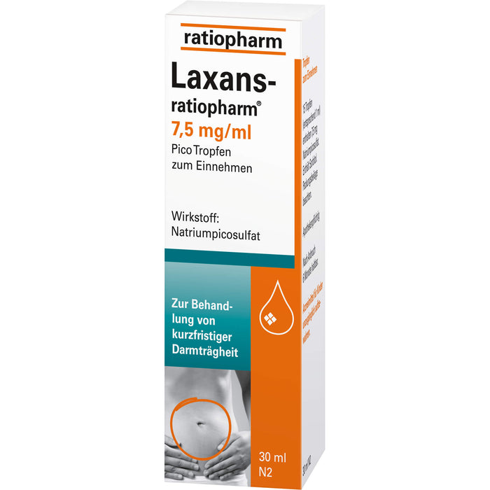 Laxans-ratiopharm 7,5 mg/ml Pico Tropfen zur Behandlung von kurzfristiger Darmträgheit, 50 ml Solution