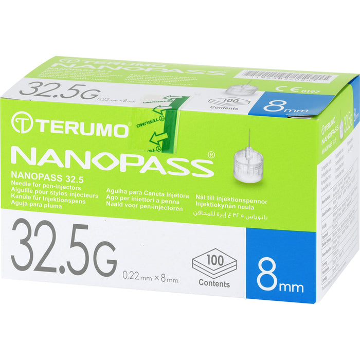 TERUMO NANOPASS 32,5 G 0,22 x 8 mm  Kanüle für Injektionspens, 100 St. Kanülen