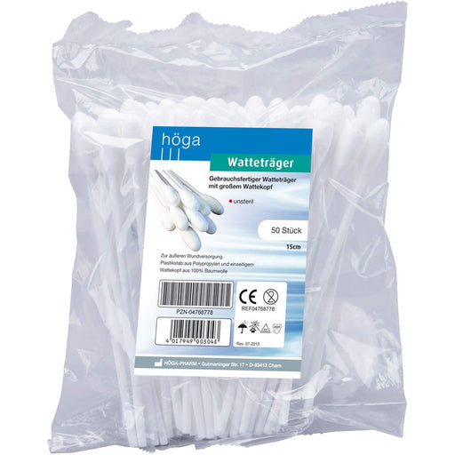 Watteträger 15cm mit großem Wattekopf, 50 St 
