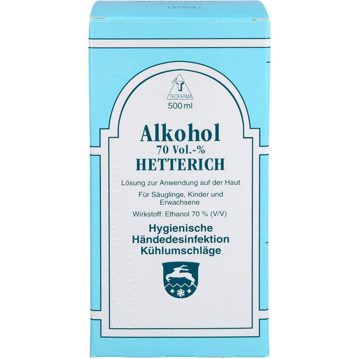 HETTERICH Alkohol 70 Vol.-% Lösung zur hygienischen Händedesinfektion, 500 ml Lösung