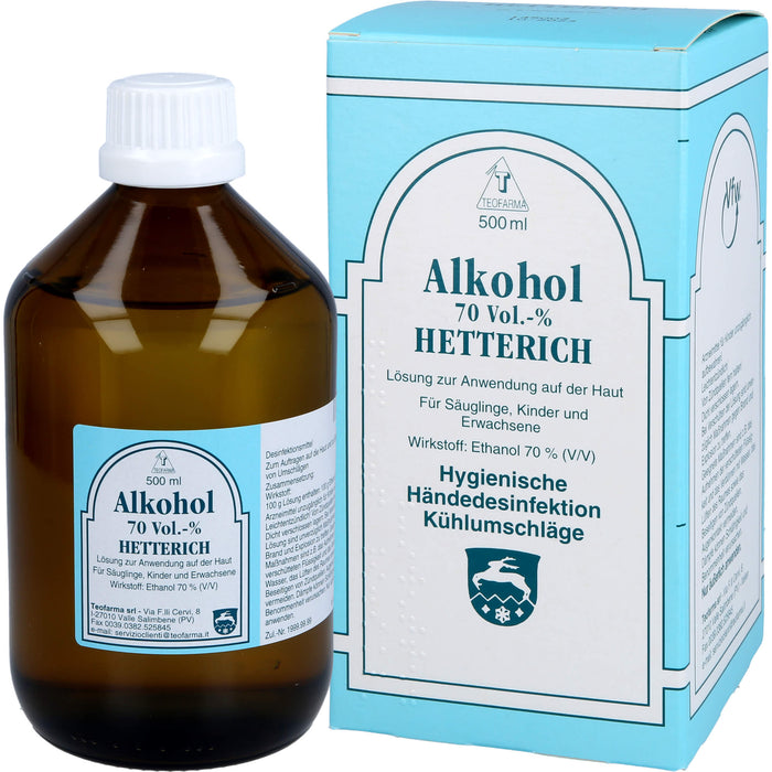 HETTERICH Alkohol 70 Vol.-% Lösung zur hygienischen Händedesinfektion, 500 ml Lösung