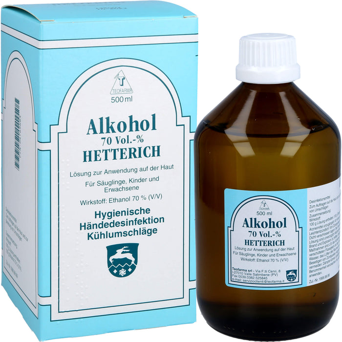 HETTERICH Alkohol 70 Vol.-% Lösung zur hygienischen Händedesinfektion, 500 ml Solution