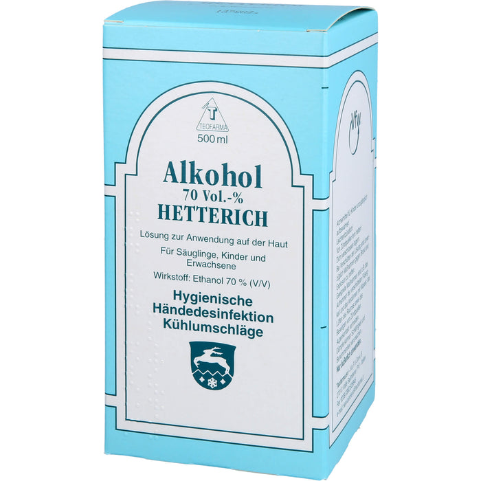 HETTERICH Alkohol 70 Vol.-% Lösung zur hygienischen Händedesinfektion, 500 ml Solution