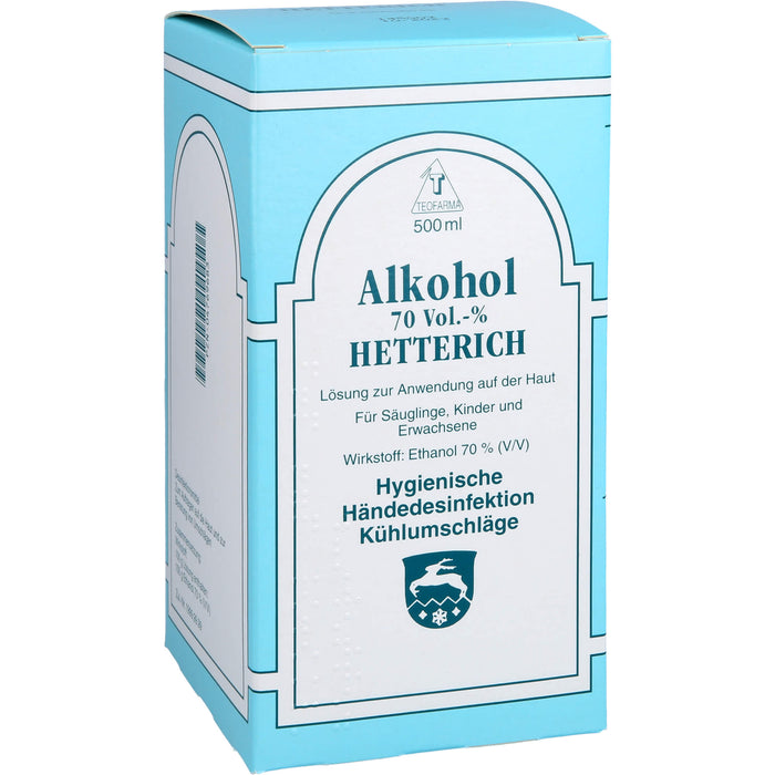 HETTERICH Alkohol 70 Vol.-% Lösung zur hygienischen Händedesinfektion, 500 ml Solution
