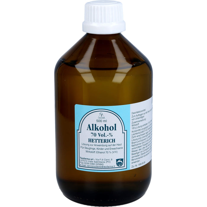 HETTERICH Alkohol 70 Vol.-% Lösung zur hygienischen Händedesinfektion, 500 ml Solution