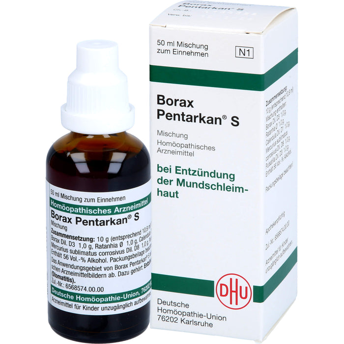 DHU Borax Pentarkan S Mischung bei Entzündungen der Mundschleimhaut, 50 ml Solution