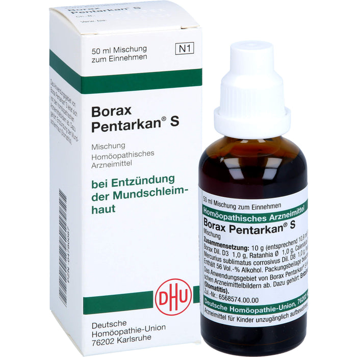 DHU Borax Pentarkan S Mischung bei Entzündungen der Mundschleimhaut, 50 ml Solution