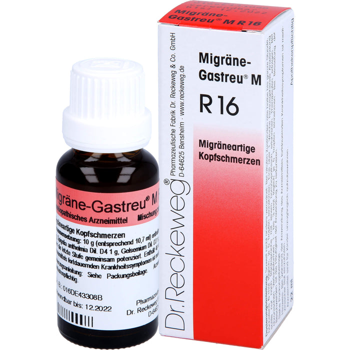 Migräne-Gastreu M R16 Mischung bei migräneartigen Kopfschmerzen, 22 ml Solution
