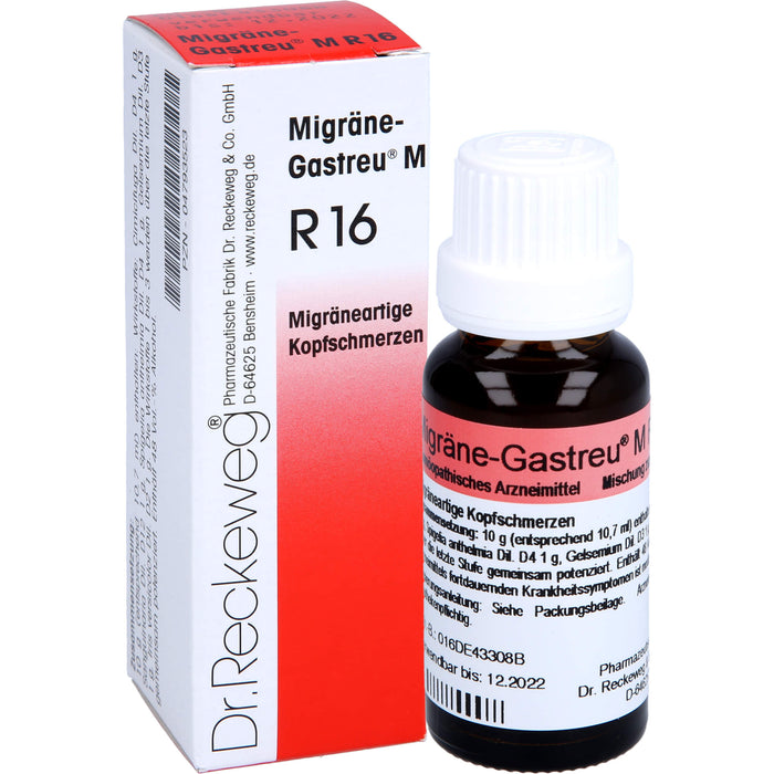 Migräne-Gastreu M R16 Mischung bei migräneartigen Kopfschmerzen, 22 ml Solution
