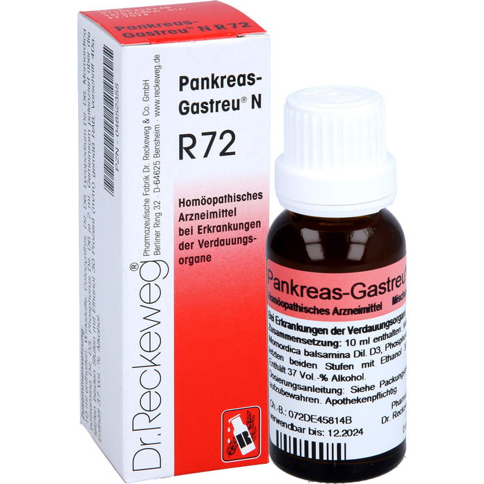 Dr. Reckeweg Pankreas-Gastreu N R72 Mischung bei Erkrankungen der Verdauungsorgane, 22 ml Lösung