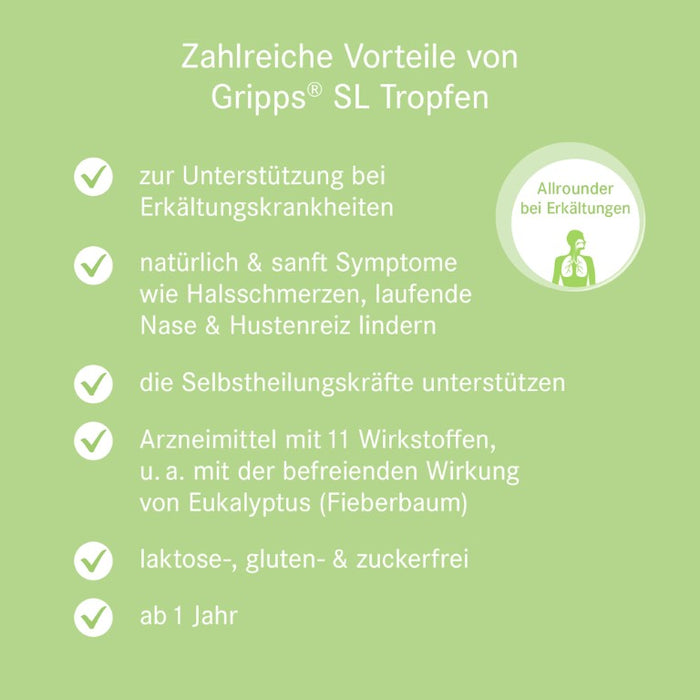 Gripps SL Tropfen bei Erkältungskrankheiten, 50 ml Solution