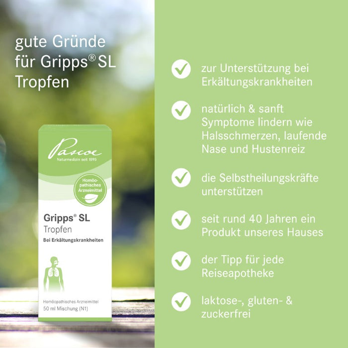 Gripps SL Tropfen bei Erkältungskrankheiten, 50 ml Solution